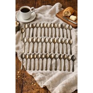 Vintage 52pc Silverplate Teaspoons Lot Mixed 1930s Antique Coffee Spoons Patina